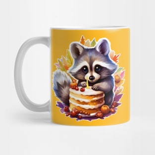 Fall Happy birthday Raccoon with a birthday cake Mug